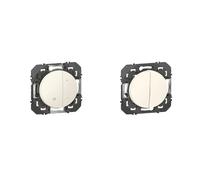 Legrand - Variateur toutes lampes dooxie 2 fils sans Neutre finition blanc - emballage blister & Interrupteur Mural Double ou Va-et-vient 10AX dooxie - Commande d'Éclairage