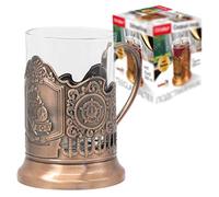 legro Porte-verre à thé à train rapide en bronze (avec verre, 200 ml)