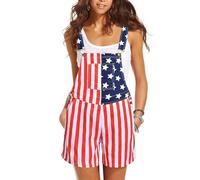 legtovt American Flag Overalls Cotton Flag Overalls with Adjustable Straps Shorts with Bibs & Pockets Patriotic Jumpsuit Summer 4th Of July Outfits for Women & Men Couples L