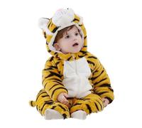 legtovt Baby Tiger Costume, Cute Animal Tiger Costume Toddler Skin-friendly Soft Fleece Baby Snowsuit Hoodie Jumpsuit with Double Zips for Halloween Christmas Outfit L