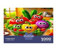 Légume Puzzle 1000 pièces Carton Solide légumes Joyeux Dessin animé adolescents12-18 Ans Casse-tête activité après école Loisir Indoor 52x38cm
