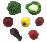 Légumes de maison de poupée 7pcs / ensemble Les légumes miniatures en résine réaliste comprennent le chou-fleur, la tomate, les aubergines, le brocoli et le poivre 1:12 accessoires maison poupé