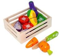 Légumes en bois set à découper dans une caisse en bois G