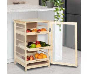 Légumier fruitier en bois VEGGE avec 3 tiroirs amovibles Marron