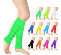Legwarmers côtelés rétro, chaussettes de yoga inspirées des années 80 et 90, chaussettes de sport fluo pour les jambes, accessoires polyvalents pour l'entraînement pour femmes Taille UniqueNoël,Hallow