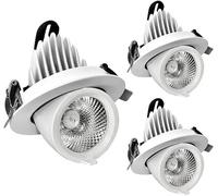 LEGZIT Lot de 3 Spots de Plafond rétractables avec Rotation à 360 °,Lampe de Plafond Bull's Eye 10 W,12 W Gimbal Encastré 3 Couleurs - 6000 K,4000 K,3000 K Disque Lumineux