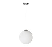 LEGZIT Suspension Globe Moderne Abat-Jour en Verre Blanc plafonnier 1 lumière Boule de Verre Suspension Chrome luminaire Suspendu pour îlot de Cuisine Chambre Salle à Manger Salon