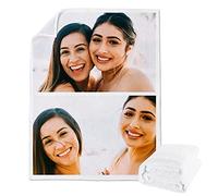 Lehaha Couvertures en Flanelle Personnalisées avec Photo pour bébé Adultes Fille et Animaux domestiques Couverture Cadeau de Vacances d'anniversaire(150x220cm)