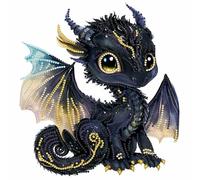 Lehaha Diamond Painting Stitch,5d Broderie Diamant Painting Kit Complet,Peinture Diamant Artisanat Strass Point De Croix Painting Pour Adultes/Enfants,dragon noir(30x30cm)