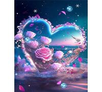 Lehaha Diamond Painting Stitch,5d Broderie Diamant Painting Kit Complet,Peinture Diamant Artisanat Strass Point De Croix Painting Pour Adultes,Enfants,l'amour s'est levé(30x40cm)