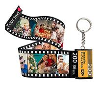 Lehaha porte clef personnalisable Photo et Texte,porte clé personnalisé d'album en Rouleau de Film,cadeau personnalisé Porte-Clés photo pour femme,homme,petit ami