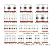 LeHang 200PC 14 Valeur Redresseur Schottky Diodes Ultra Rapides 1N4001 1N4004 1N4007 RL207 1N5404 1N5406 1N5408 UF4007 FR107 FR207 1N5817 1N5819 1N5822 1N4148 Kit Assortiment