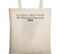 Lehman Brothers Risk Management Department 2008 Sac fourre-tout en coton écologique naturel Beige