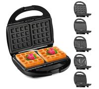 LEHMANN 5 en 1 Appareil à sandwich avec 5 différentes formes - Gaufrier, Grill, Panini, Sandwich et Mini-gâteaux - 800W