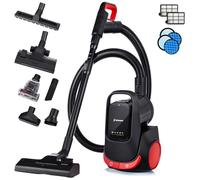 Lehmann Aspirateur sans Sac Cyclonique avec Commande à Poignée, Double Filtration avec Filtre HEPA, Compact, Réservoir 1,5 L, Aspirateur Traîneau Puissant avec 4 Modes Multi-Surfaces