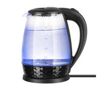 LEHMANN Bouilloire Électrique Verre 2L, 2200W, Chauffage Rapide, Base 360°, Éclairage LED Bleue, Arrêt Automatique, Protection Contre la Surchauffe, sans BPA, Transparente