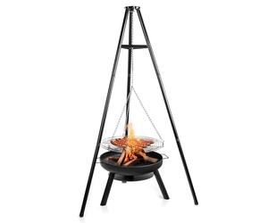 Lehmann Brasero Exterieur Barbecue Ø 60 cm avec Grille de Cuisson - Grande Brasero de Jardin pour Terrasse la Jardin - Structure en Acier - Robuste et Durable - Noir - 12 kg
