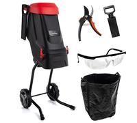 LEHMANN Broyeur de Végétaux Électrique, Épaisseur de Coupe jusqu'à 45 mm, Sac 45 L, Lame en Acier au Carbone SK5, Silencieux, Kit d'Accessoires de Jardin - Sécateur et Lunettes de Protection