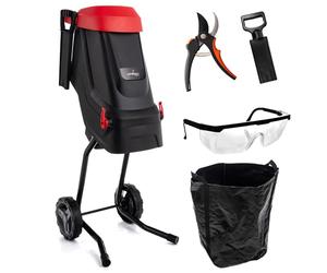 LEHMANN Broyeur de Végétaux Électrique, Épaisseur de Coupe jusqu'à 45 mm, Sac 45 L, Lame en Acier au Carbone SK5, Silencieux, Kit d'Accessoires de Jardin - Sécateur et Lunettes de Protection