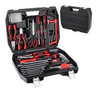LEHMANN Caisse a Outil 65 pièces en C-RV - Boîte à Outils en Plastique avec Poignée de Transport - Kit Outils Bricolage avec Clé, Marteau, Pinces - Outillage pour Atelier et Maison