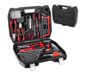LEHMANN Caisse a Outil 65 pièces en C-RV - Boîte à Outils en Plastique avec Poignée de Transport - Kit Outils Bricolage avec Clé, Marteau, Pinces - Outillage pour Atelier et Maison