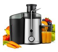 LEHMANN Centrifugeuse Extracteur de Jus, Préparation Rapide, Goulotte large de 65mm, Récipient à Pulpe 1,5L et Récipient à Jus 450ml, 2 Vitesses, Machine à Jus pour Légumes et Fruits