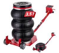 Lehmann Cric Pneumatique 3,5T - Hauteur Réglable 150-400 mm - Patin en Caoutchouc et roulettes de Transport - Cric Voiture Pneumatique pour Voitures, SUV et Camionnettes - Levage Rapide