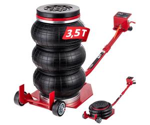 Lehmann Cric Pneumatique 3,5T - Hauteur Réglable 150-400 mm - Patin en Caoutchouc et roulettes de Transport - Cric Voiture Pneumatique pour Voitures, SUV et Camionnettes - Levage Rapide