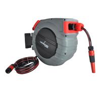 LEHMANN Dévidoir Mural Automatique 20m + 2m, Tuyau Arrosage avec Enrouleur pour Montage Mural, avec un Tuyau d'arrosage de 20 mètres, Raccords 1/2'' et 3/4''