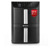 LEHMANN Double Zone Air Fryer XXL 12L, Friteuse sans Huile Verticale à Double Tiroir, 10 Programmes, 40-230°C, Écran Tactile, Revêtement Antiadhésif, pour Grande Famille, 2800 W