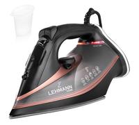 LEHMANN Fer à Repasser Vapeur, 3000 W, jusqu'à 45 g/min de Vapeur Continue & Pressing 140 g, Repassage Vertical, Semelle Céramique, Réservoir d'eau 380 ml, Arrêt Automatique, Noir/Or rose