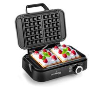 LEHMANN Gaufrier Double, 1200W, Revêtement Antiadhésif, Température Jusqu'à 240°C, Gros Gaufres 12,5x8,5x2 cm