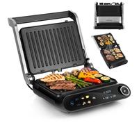 LEHMANN Grill électrique multifonction 2-en-1 pour Viande et Panini, 2200 W, Ouverture à 180°, Plaques Antiadhésives Amovibles, 10 programmes, Réglage Température 90-230 °C, Timer 1-240 min