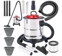 LEHMANN Haddo Aspirateur Industriel 2000W | Aspirateur à Cendre pour cheminée avec Double système Filtration | Sec Humide avec réservoir 20 L en Acier Inoxydable | Fonction souffleur, Argenté