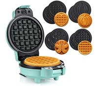 LEHMANN Mini Gaufrier, Plaques Interchangeables - Citrouille, Pain d’épices, Cœur et Classique