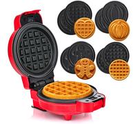 LEHMANN Mini Gaufrier, Plaques Interchangeables - Citrouille, Pain d’épices, Cœur et Classique