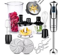 LEHMANN Mixeur Plongeant Multifonction 7-en-1 Chopsui, 1200W, Acier Inoxydable, 8 Vitesse Réglable & Turbo, 2 Hachoir 600/1500 ml, Fouet et Doseur 860 ml, sans BPA, Idéal pour Soupes, Smoothies