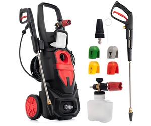 LEHMANN Phoenix Nettoyeur Haute Pression, 3000 W, Max. 260 Bar, Débit 480 l/h, Moteur à Induction, Rayon d'action 17 m, Accessoires : Lance à Mousse, 4 Buses, Buse Turbo, Noir/Rouge