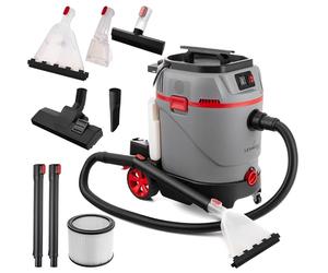 LEHMANN Primewash 2800 Aspirateur Eau et Poussière 3-en-1, Shampouineuse à Eau Chaude 60 °C, Réservoir 35 L, Nettoyeur Injecteur-Extracteur pour Textiles, Sols et Vitres, Gris