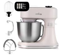 LEHMANN Robot Pâtissier avec Écran, 1500W, Bol Mélangeur 5L avec Fonction Fermentation et Chauffage, Balance Intégrée, 12 Vitesses, Minuterie, 3 Mélangeurs - Fouet, Batteur, Crochet, Beige