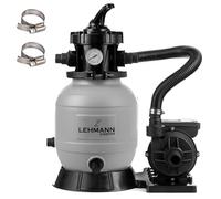 LEHMANN Système de Filtre à Sable pour Piscine FP1, Vanne à 7 Voies, 8000 L/h, Manomètre, Groupe de Filtration Piscine pour piscines Jusqu’à 25 m³/25 000 L, Gris