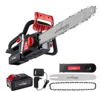 LEHMANN Tronçonneuse à Batterie 40 V, Longueur 16'' (40 cm), Vitesse de Chaîne de 19 m/s avec Lubrification Automatique, Moteur Brushless, Batterie et Chargeur inclus, Ergonomique et Légère