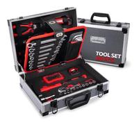 LEHMANN Valise à outils 88 Pièces en C-RV, Boite à Outils Complete et Portable, Mallette en Aluminium avec Poignée de Transport, Kit Bricolage pour Hobby, Travaux Domestiques, Atelier, Garage