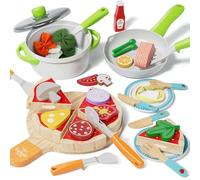Lehoo Castle Accessoire Cuisine Enfant, Pizza Bois Ensemble, Ustensile Cuisine Enfant, Dinette 3 Ans, Jouet Éducatif Éveil Montessori