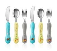 Lehoo Castle Couvert Enfant, Couvert Bébé Inox 6 Pièces, Motifs Animaux | 2 Fourchettes, 2 Cuillères, 2 Couteaux, Acier Inoxydable, Manches Ergonomiques, Favorise l’Autonomie à Table, Sans BPA