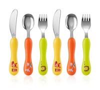 Lehoo Castle Couvert Enfant Inox, Couvert Bébé pour Garçons Filles 6 Pièces | 2 Fourchettes, 2 Cuillères, 2 Couteaux, Acier Inoxydable, Manches Ergonomiques, Favorise l’Autonomie à Table, Sans BPA