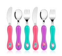 Lehoo Castle Couverts Enfant INOX 6 PCS, Ensemble de Couverts pour Bebe 2 x Fourchettes, 2 x Cuillères, 2 x Couteaux, Set Couvert Bebe pour Garçons Filles(Sous-marin)