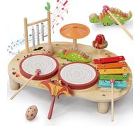 Lehoo Castle Ensemble de Batterie pour Enfants - Instruments de Musique pour Les Tout-Petits de 18M+, Montessori Musicaux Jouets Cadeau pour Bébés d'âge Préscolaire 2 3 4 Ans