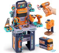 Lehoo Castle Établi Enfant 2 en 1, Camion Transformable avec Perceuse Électrique Lumineuse et Sonore, Jouet de Construction Éducatif, Cadeau pour Fille et Garçon de 3 4 5 Ans