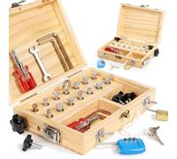 Lehoo Castle Jeux Montessori 3 4 Ans, Bois Coffret à Outils Jouet Enfant 3 Ans, Busy Board avec Serrure et Clé, Jeux Educatif Cadeau Enfant 3 4 5 Ans Garcon Fill